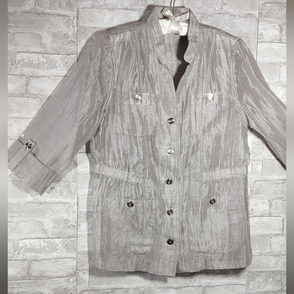 Chico's Shadow Stripe Safari Style Jacket - Picture 1 of 5